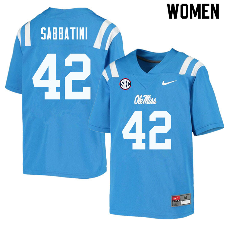 Women #42 Elijah Sabbatini Ole Miss Rebels College Football Jerseys Sale-Powder Blue